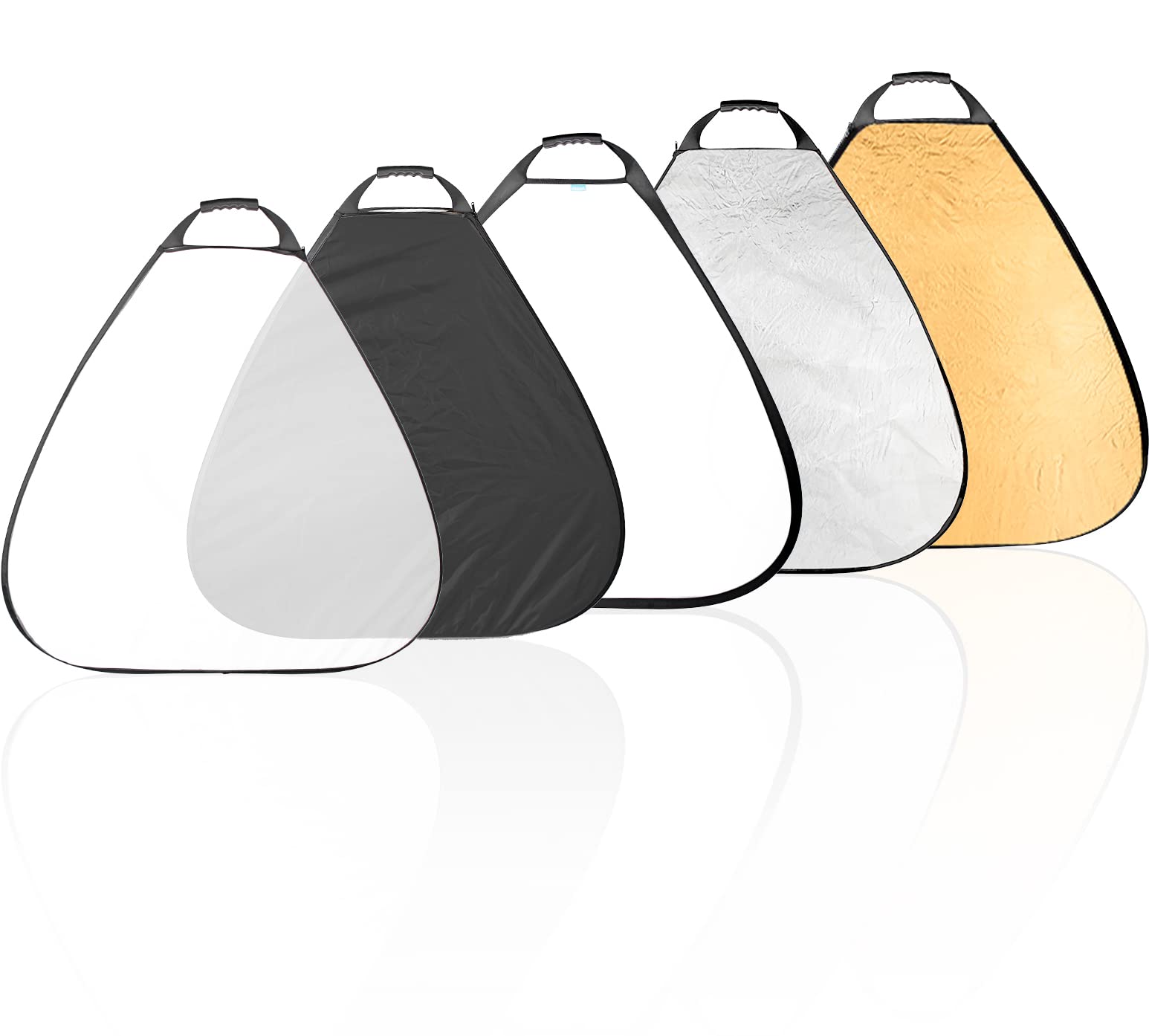 Selens 5 in 1 80cm Light Reflector Photography Diffuser Triangle Collapsible Lighting with Handle Gold/Silver/White/Black/Translucent for Photo Studio Portrait Product Indoor Outdoor Shooting