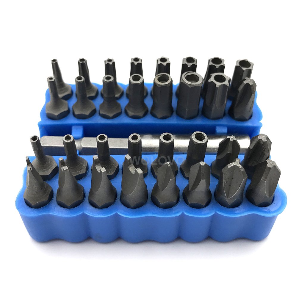 Tamper Proof Security Bit Set with Magnetic Extension Bit Holder Includes Hollow Tips, Spanner and Torx