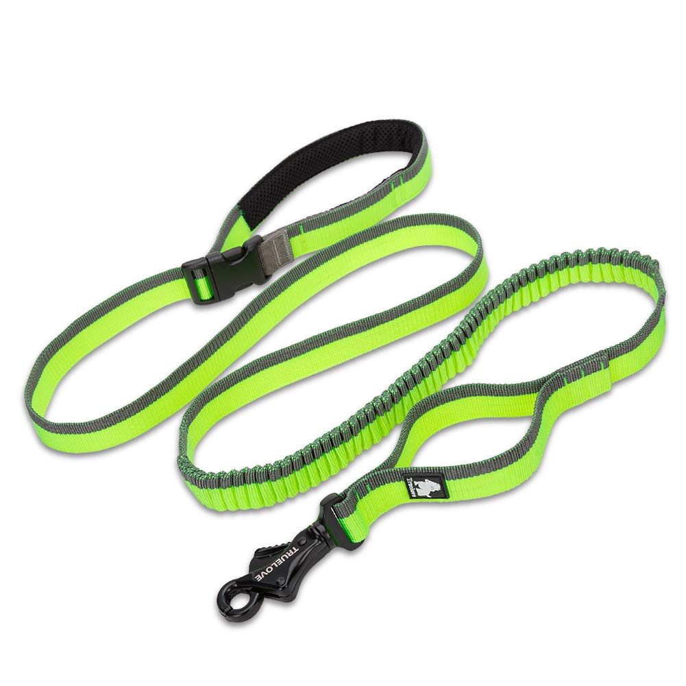 Truelove Bungee Dog Lead Hands Free Leash Adjustable Elastic Shock Absorbing Long Cord TLL2271 (M, Neon Yellow)