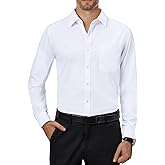 Alimens & Gentle Mens Dress Shirts 4-Way Stretch Long Sleeve Collared Casual Solid Wedding Dating Button Down Shirt