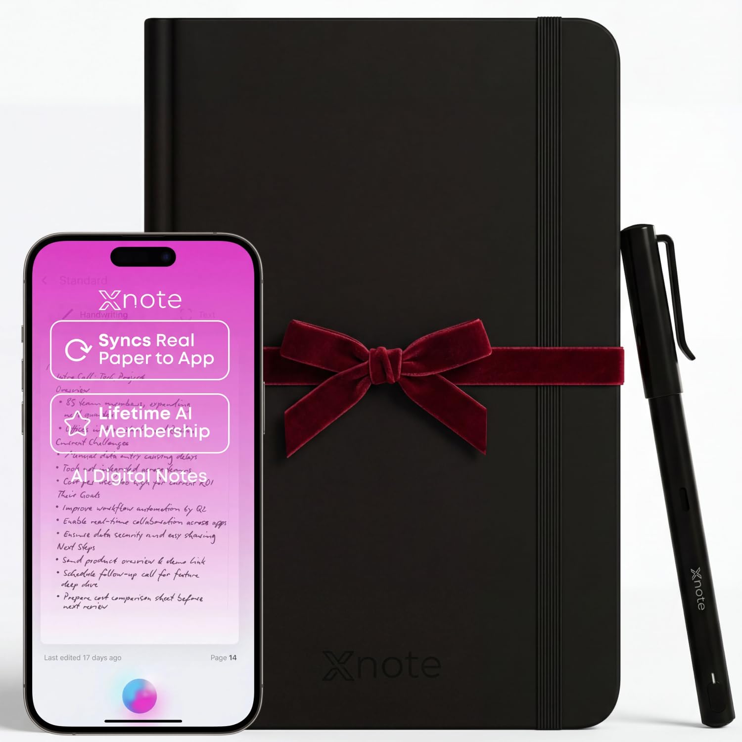 Photo 1 of XNote Smart Pen & Notebook Starter Set – AI-Powered Digital Note Taking, Real Paper Writing Syncs to App, Bluetooth Smart Notebook, 17-Hr Battery, Official Bundle with 5 Ink Refills