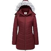 WULFUL Women's Winter Coats Long Warm Thicken Puffer Jackets Outwear With Removable Fur Hood