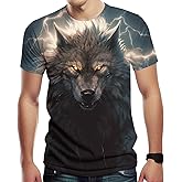 Girren Wolf T-Shirts for Men 3D Print Wolves Animal Short Sleeve Tee Fashion Crew Neck Tshirt