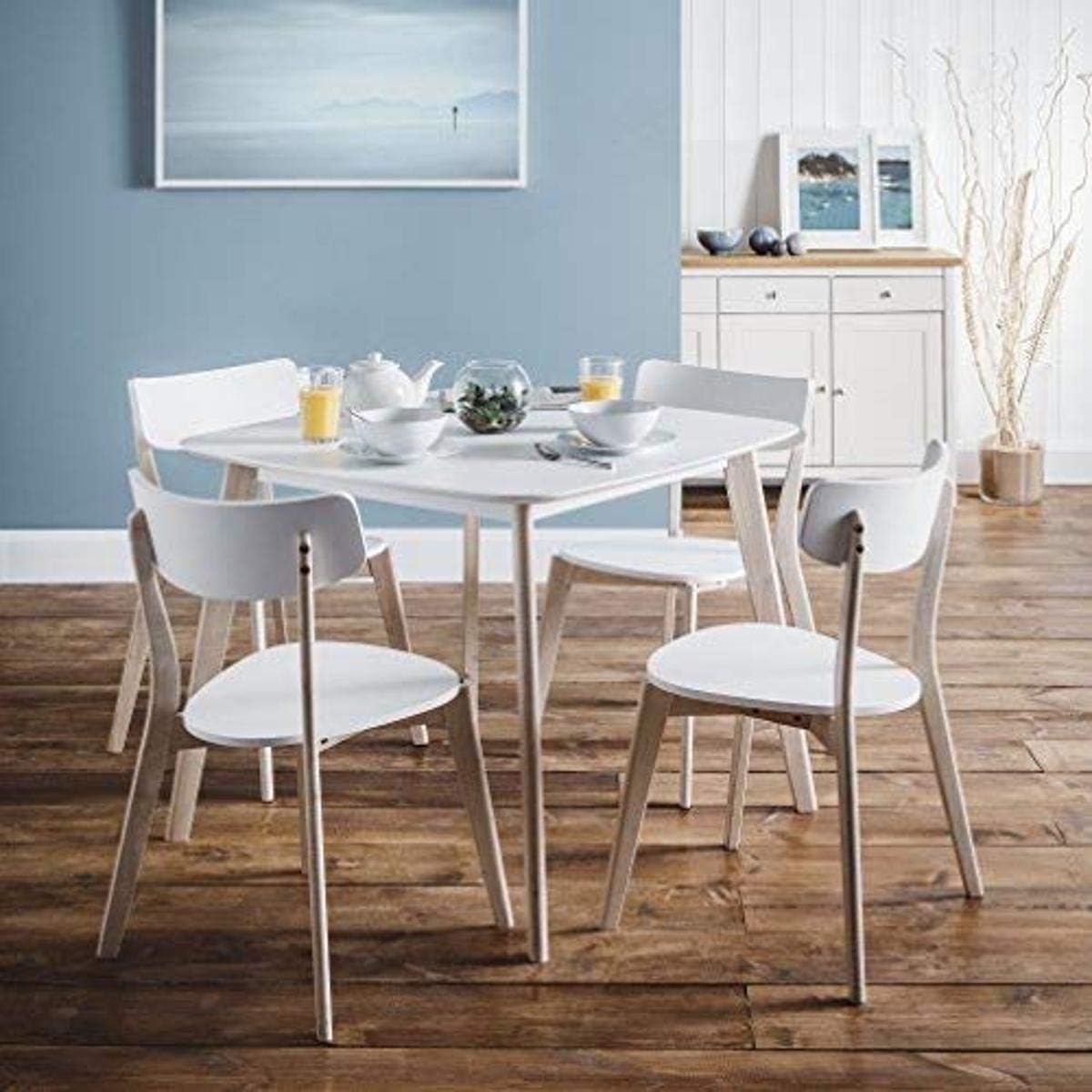 Julian Bowen Wood Casa Dining Chairs Set of 4, White/Limed Oak, Height: 80, Width: 50, Depth: 50cm