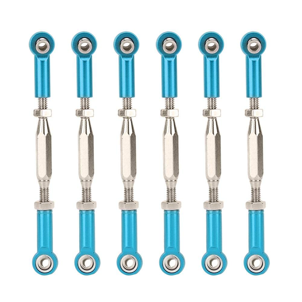 Tbest RC Tie Rod, 6pcs 81mm Adjustable Aluminum Alloy Servo Links Tie Rod Set for RC 1/10 Toy Car(blue) Model Toy