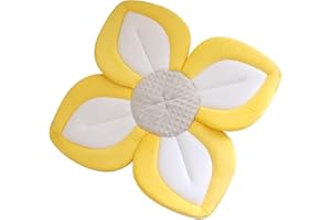 Sunflower Baby Bath Seat & Non-Slip Bathtub Mat, 3-in-1 Infant Bath Pad, Quick-Dry Flower Design for Newborns, Portable Bath 