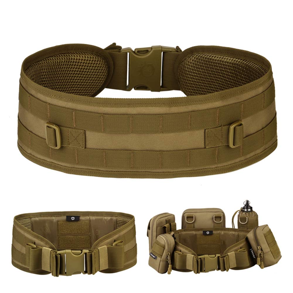 HUNTVP Tactical Military Molle Belt for Airsoft Paintball Hunting and Outdoor Activities, Brown