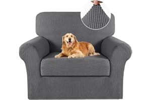 Turquoize 2 Piece Chair Covers Chair Slipcovers for Living Room Armchair Sofa Covers Chair Couch Cover with Arms Washable Furniture Protector for Chairs Feature Thick Fabric (Chair,Charcoal Gray)