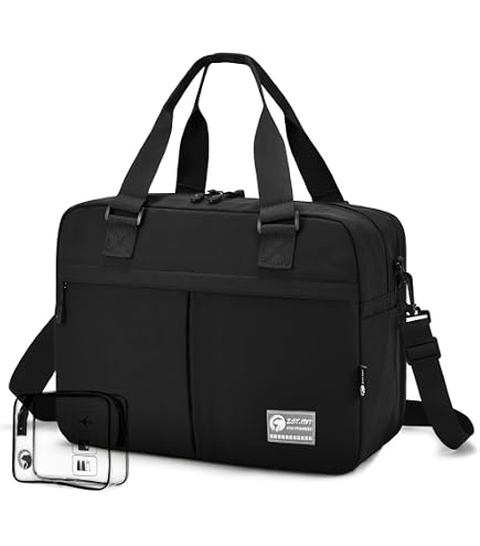 BAGZY 40x30x15cm Personal Item Travel Bag 16x12x6 Under-seat Carry on Bags for Airplanes 20L Expandable 30L Lightweight Duffle Bag Weekender Bags with Wet Pocket for Gym Overnight Hospital Black
