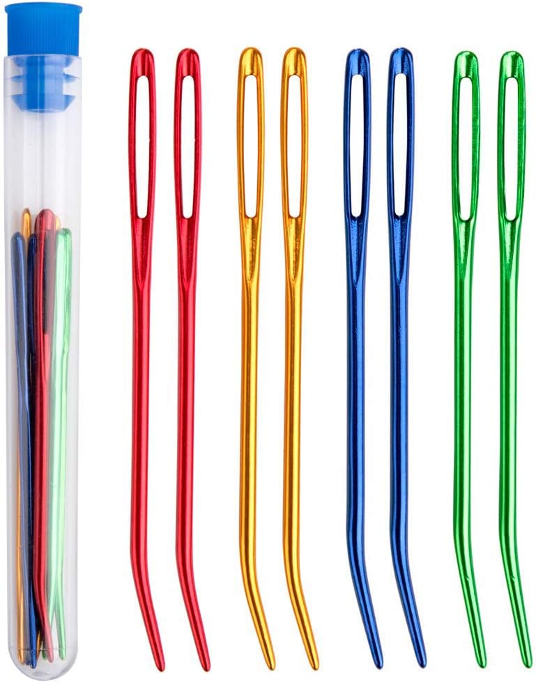 Jumbo Bent Tapestry Needle 8PCS Large Eyes Blunt Yarn Needles Knitting Darning Needles Sewing Needles Weaving Needles for Beading Quilting Crochet (A)