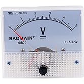 BAOMAIN 85C1 DC 0-5V Class 2.5 Analog Panel Volt Meter | DC 0-5V panel voltmeter for easy voltage testing. Class 2.5 accuracy with clear scale.