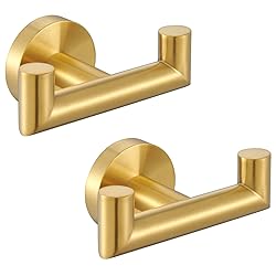 Angle Simple Towel Double Hook Brushed Gold 2