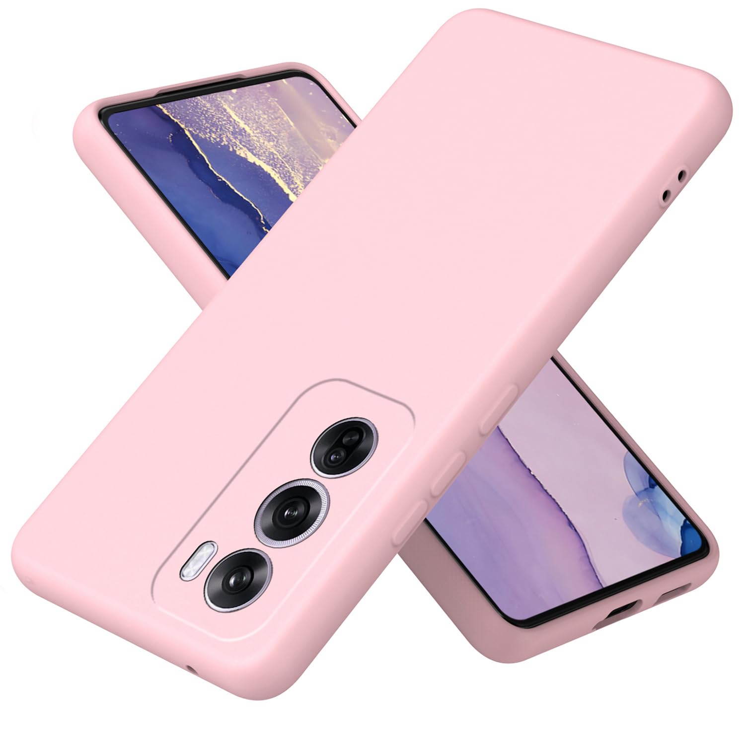 XINYEXIN Liquid Silicone Case for Oppo Reno 12 5G / Reno12 5G with Microfiber Lining Flexible Ultra Slim Fit Thin Back Cover Shockproof Protective Phone Case - Pink