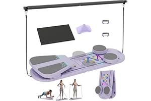 GZOOGHOME Pilates Board, Multifunctional Pilates Reformer Machine with Ab Trainer, Portable Pilates Reformer for Core & Full Body Workout, Foldable Home Gym Pilates Equipment for Women & Beginners