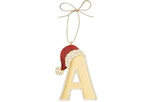 Mrchtmas 2025 Christmas Initial Ornament, Letter Ornaments for Xmas Tree,Hanging Christmas Red Hat Ornament for Mother Best Friends Sister Wife|A-Letter