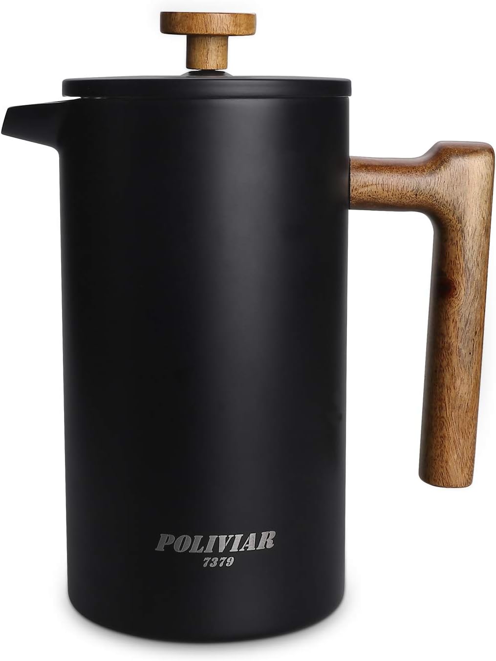 Poliviar French Press Kaffeebereiter 1 Liter/8 Tassen, Doppelwandige