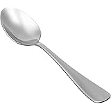 Amazon Basics Stainless Steel Dinner Spoons with Round Edge, Pack of 12
