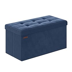 SONGMICS Storage Ottoman, Foldable Velvet Storage