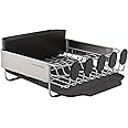KitchenAid Compact, Space Saving Rust Resistant Dish Rack with Removable Flatware Caddy and Angled Self Draining Drainboard, 16.06-Inch, Black