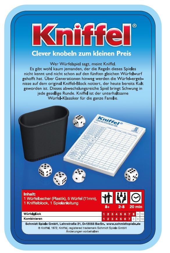 Schmidt Spiele 51203 Kniffel, Bring Mich mit Spiel in der Metalldose, bunt 3