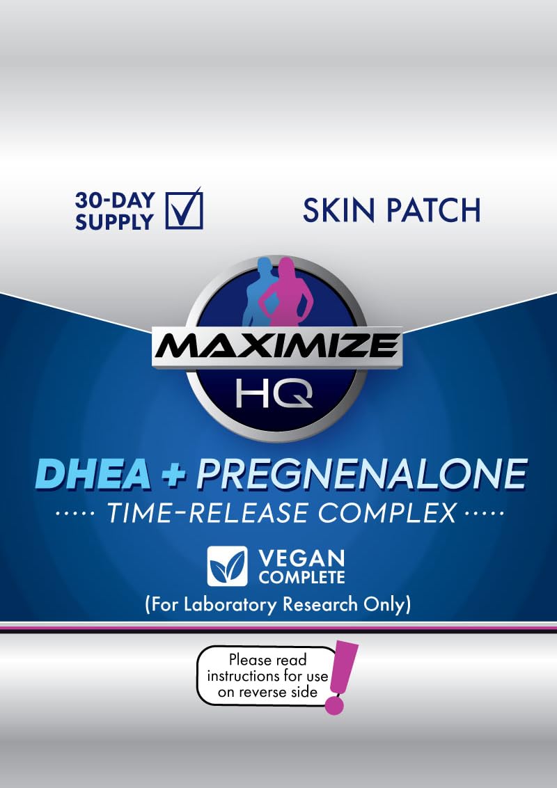 MaximizeHQ Maximize HQ DHEA + Pregnenolone Patches - for Vitality and Overall Well-Being Support - 8 Hour Time-Release - Gluten Free - Vegan
