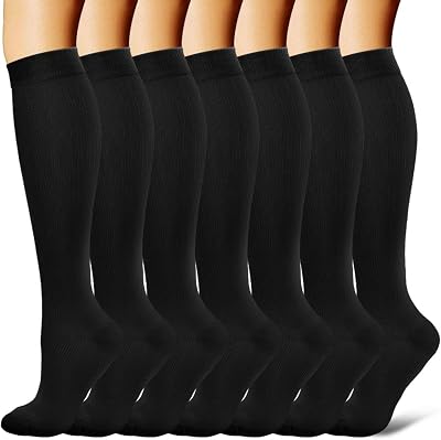 Gcbiger Compression Socks 15-20mmHg 7 Pairs for Men Women Athletic Nurse Medical
