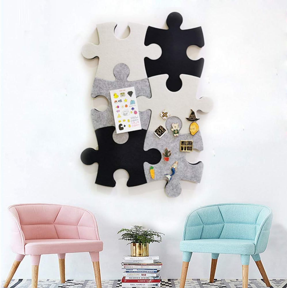 Felt Cork Board Tiles, Set of Wall Bulletin Board Puzzle Shape Pin Board w/Self Adhesive to Keep Memories Photos Memos Display Board Pads Pictures Drawing Goals Notes Colorful Foam Wall Decorative