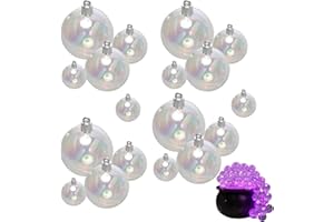 MAELSTROM Clear Plastic Christmas Ball Ornaments Iridescent Christmas Tree Decorations Mini Clear Classic Christmas Balls Hanging Ornaments for Halloween DIY Bubbling Cauldron Pot Holiday Party (18)