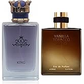 AFLUXE King&Vanilla Tobacco Blend Men Cologne Set Eau De Parfum Spray For Men Fruity Notes Enriched By A Strong Woody Based Fragance Ideal for Day Wear - 3.4 Fl Oz