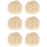 M METERXITY 6-Pack Faux Fur Pom Poms, 1.2 Inch/ 3.1 cm Soft Fluffy Pompoms Balls with Elastic Loop for Hats/Bags/Keychains/Knitting Accessories/DIY Crafts [Beige]