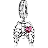 Eternalll Jewellery Halloween Charm for Women 925 Sterling Silver Beads Halloween Pumpkin Skull Enamel Charm for Bracelets (Rib Charms)
