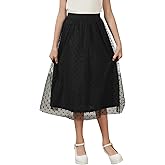 GORLYA Girls Tulle Elastic Waist Elegant A-Line Mesh Tutu Long Skirts for Special Occasions 6-16Years