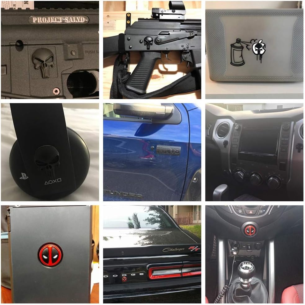 TOFEIC 3D Magwell Solid Metal Decal Sticker - Skull Badges Emblem Decor Sticker (Pack of 2) : Sports & Outdoors