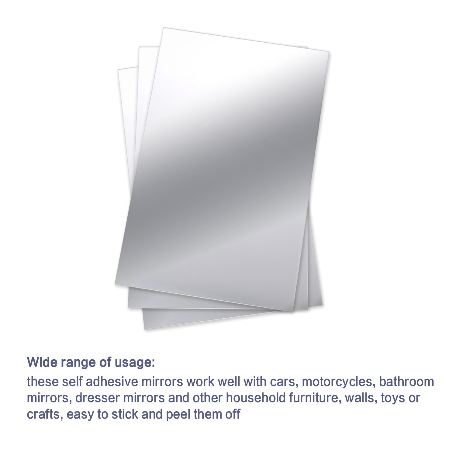 10 Pieces Mirror Sheets Self Adhesive Non Glass Mirror Tiles Wall