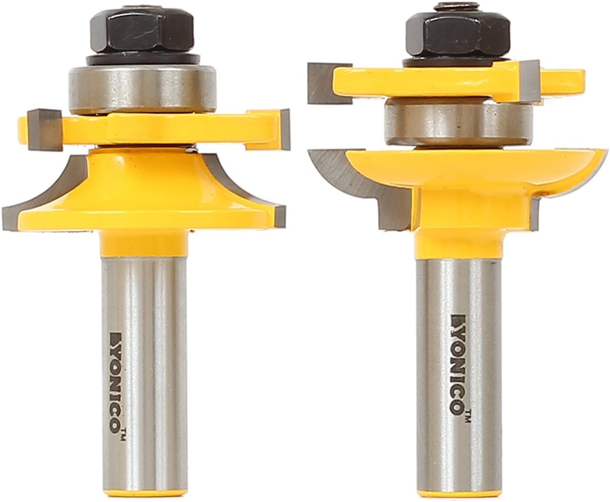 Yonico 12238-2 Bit Rail and Stile Router Bit Set, Round Over - Stock Size: 3/4" to 1" - 1/2" Shank, 0.5 inches