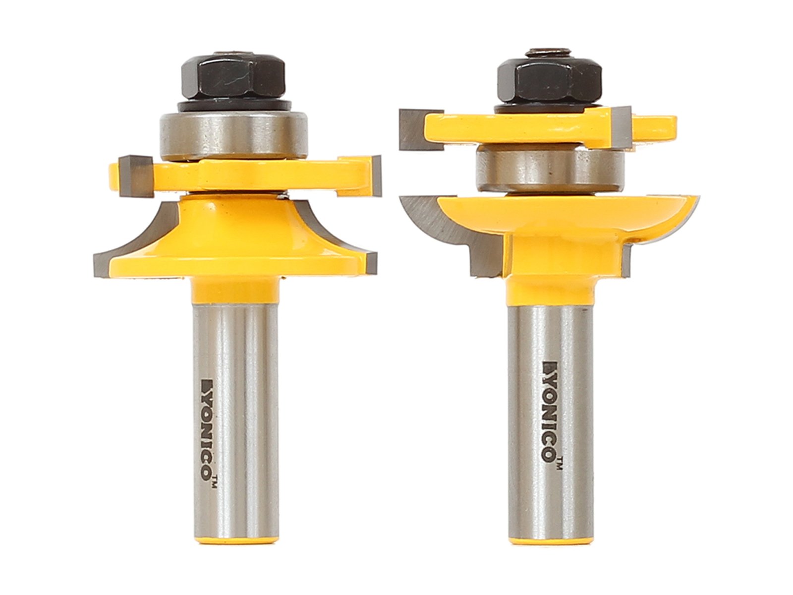 Yonico 12238-2 Bit Rail and Stile Router Bit Set, Round Over - Stock Size: 3/4" to 1" - 1/2" Shank โ image 1