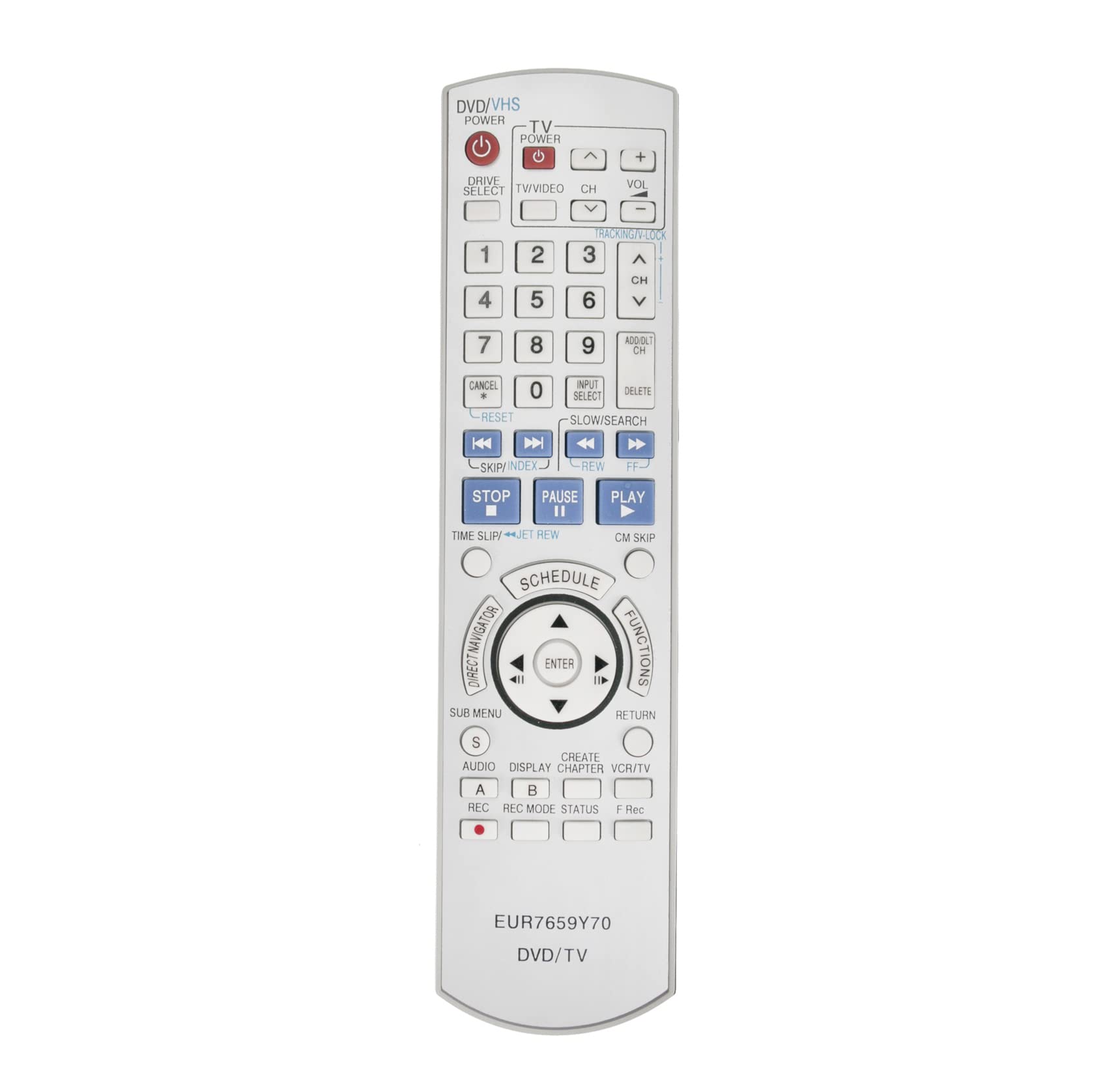 AULCMEET EUR7659Y70 Replacement Remote Control Compatible with Panasonic DVD VHS Recorder VCR HDMI Combo DMR-ES45VS DMR-ES35V DMR-ES45 DMR-ES46 DMR-ES46V DMR-ES46VS DMR-ES45V
