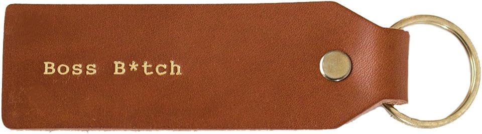 "Boss Bitch" Gold Embossed Leather Key Fob