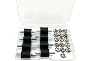 EASYEAH M4 Rubber Vibration Isolator Mount with Studs-Anti Vibration Shock Absorber for Car Bobbins, Pack of 8 M4X10mm 15X15mm with 16pcs LockNuts