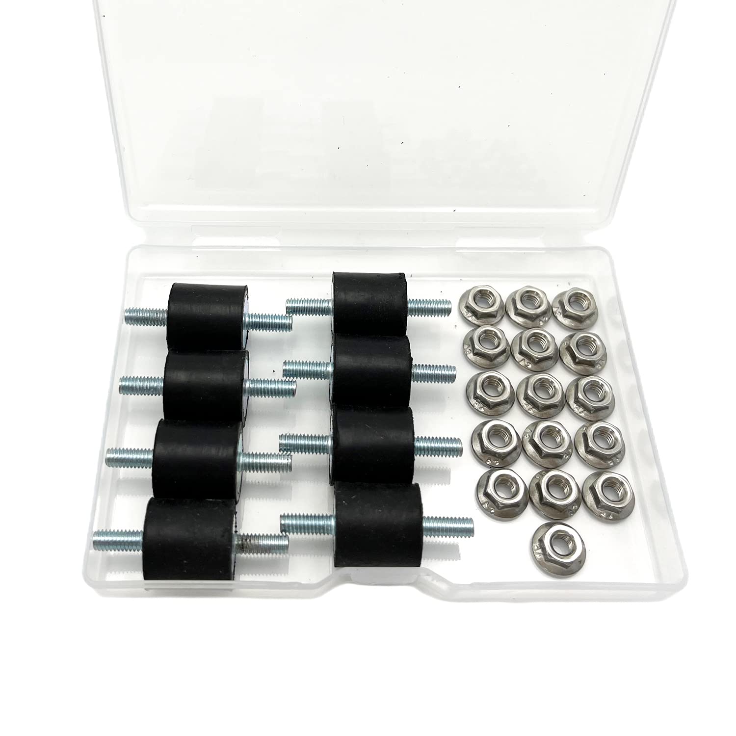 Photo 1 of M4 Rubber Vibration Isolator Mount with Studs-Anti Vibration Shock Absorber for Car Bobbins, Pack of 8 M4X10mm 15X15mm with 16pcs LockNuts