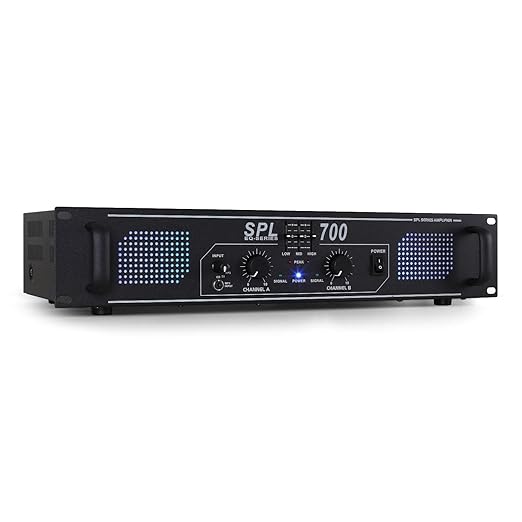 title=Skytec SPL700 Amplificatore finale di potenza Hi-Fi (2 x 350 Watt, equalizzatore