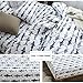 BuLuTu Navy Blue/Grey Shark Print Deep Pocket Fitted Bed Sheet Queen Cotton White-Breathable, Durable and Comfortable,Premium Single Bottom Fitted Sheet ONLY,No Pillowcases