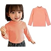 Vagefun Toddler Boys Girls Long Sleeve Shirt Fleece Elastic Mock Turtleneck Shirts Soft Lightweight Basic Tee for Kids 3T-10Y