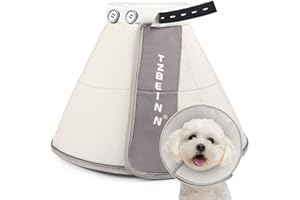TZBEINN Soft Dog Cone Collar Alternative, Comfortable Elizabethan Dog Neck Pillow Cone for Medium Dogs (Maltese Bichon), Protective Adjustable Head Recovery Cone After Surgery Anti Licking