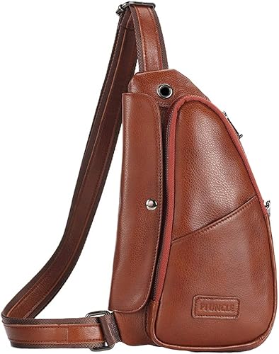 Amazon 本革 メンズ ボディバッグ 斜めがけ ショルダーバッグ レザー 牛革 マチ拡張 カジュアル フォーマル ブラウン ボディバッグ ワンショルダー