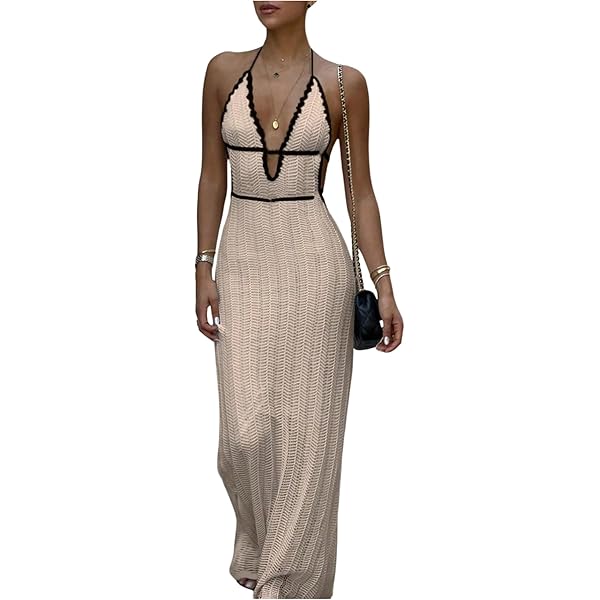 Milumia Women's Sheer Lace Dress Sexy See Through Long Summer Dresses  Apricot X-Small at Amazon Women's Clothing store