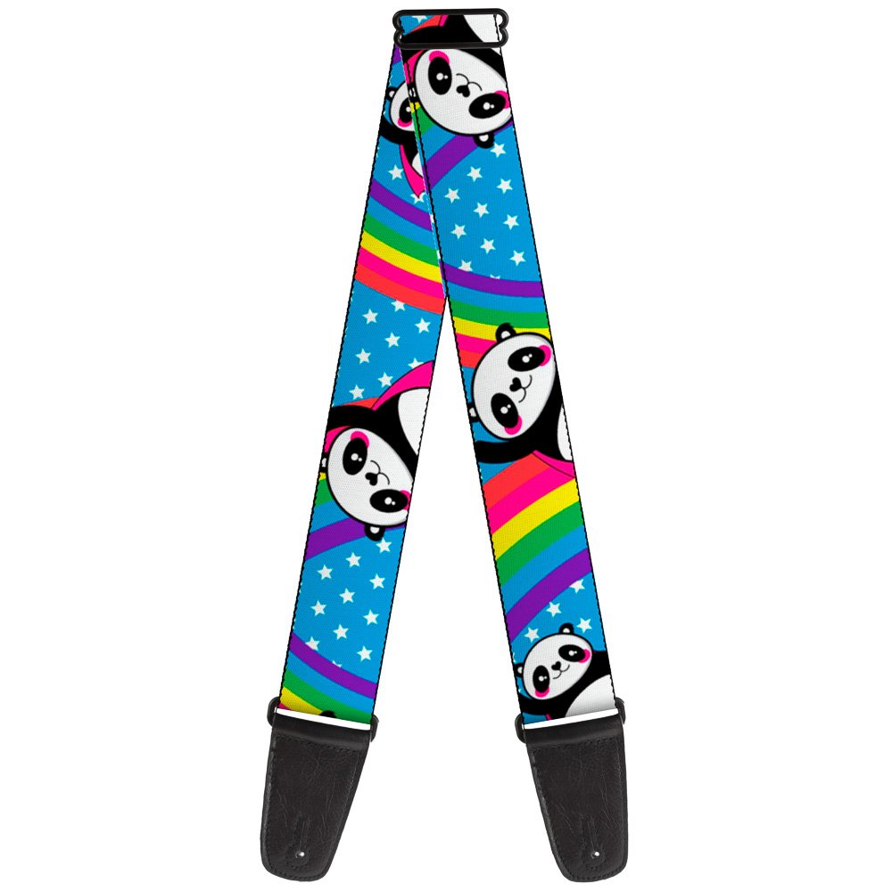 Buckle-Down GS-W31666 Guitar Strap Pandas Rainbows Stars 2 Inches Wide, 34-60"