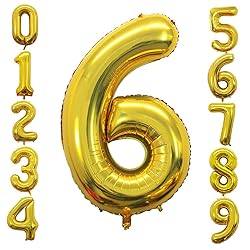 GOER 2 Pcs 42 Inch Gold Foil Balloons Number 6,Huge