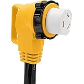 Camco 55572 18" 50 AMP Locking Male/50 AMP Locking 90 Degree Female PowerGrip Dogbone Electrical Adapter