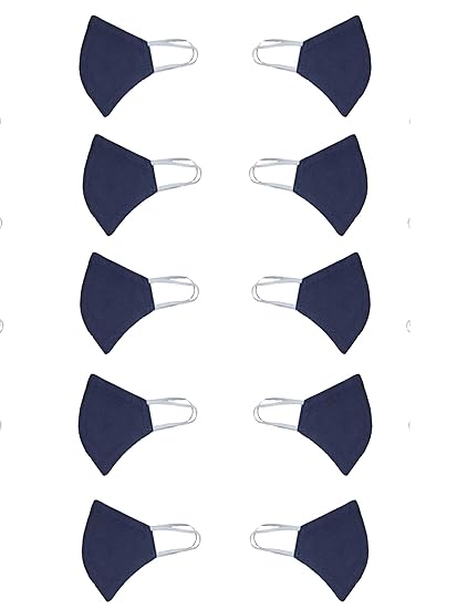 Pure Cotton Navy Blue Washable Reusable Breathable Cup Mask(Combo Pack of 10 masks)